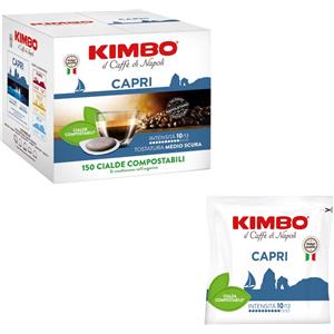 Kimbo Caffè 150 Cialde Compostabili Miscela Capri - Gusto Profondo e Intenso con Aromi di Cannella e Cioccolato