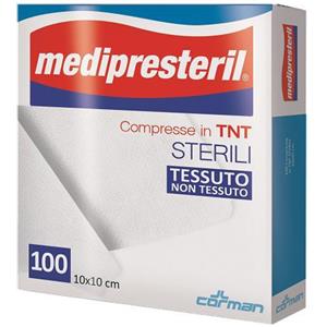 CORMAN SpA Garza Compressa Medipresteril TNT 10x10cm - Confezione da 100 Pezzi, Sterili e Ideali per Medicazioni
