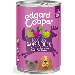 Edgard & Cooper Cibo Umido per Cani Adulti con Selvaggina e Anatra - 400 gr, Senza Cereali e Gluten Free