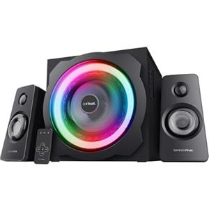 Trust Gaming 2018 Tytan GXT 629 Set Altoparlanti con Subwoofer 2.1, Illuminazione RGB, 120 W, Casse PC da con Telecomando Wireless per Computer, Portatile, Tablet, Smartphone - Nero