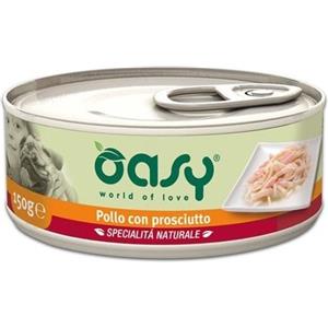 Oasy Cibo Umido per Cani 150 gr - Gusto Pollo con Prosciutto, Naturale e Senza Conservanti