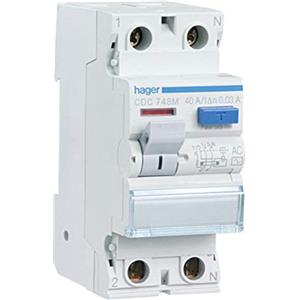 Hager - Cdc728m - tipo di interruttore differenziale ac, 2p, 25a, 30f