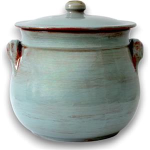 Colì, Pentola Bombata in Terracotta con Coperchio, Pentola Artigianale, Turchese Terre Antiche, Diametro 16 cm