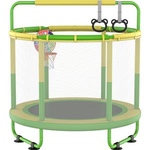 CZCPARY CZCPAPY - Trampolino per bambini, per esterni, per interni ed esterni, con rete di sicurezza, cestello, aste, altalene, regalo per bambini (giallo/verde)