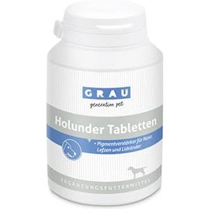 GRAU - l'originale - le compresse di sambuco originali, per la pigmentazione della pelle glabra, confezione da 1 (1 x 200 pezzi), alimento complementare per cani