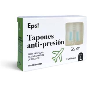 Eps! Tappi anti-pressione per le orecchie riutilizzabili proteggono dal rumore e dalla pressione, protezioni per le orecchie, accessori per viaggiare in aereo, dormire bene, taglia L, 2 pezzi