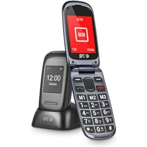 SPC Harmony - Telefono cellulare per anziani, cellulare con coperchio, tasti grandi, volume alto 96dB, compatibile con apparecchi acustici, contatti con immagini, pulsante SOS, doppio schermo, senza