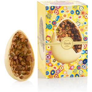 Venchi - Uovo di Cioccolato, Gusto Cioccolato Bianco, con Nocciola Piemonte IGP, Mandorle e Pistacchi, con Sorpresa, Senza Glutine, 500 gr, Collezione Pasqua, Idea Regalo