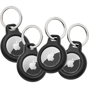 Belkin Portachiavi per Apple AirTag (4 pezzi), Custodia con Anello Porta per AirTag, Durevole, Antigraffio, Design Aperto, Bordi Rialzati per Uso con Chiavi, Animali Domestici, Bagagli ecc., Nero