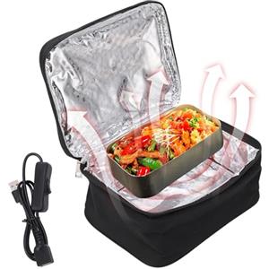 Jwthee Forno a microonde portatile per campeggio, Lunch Box riscaldato elettrico Forno portatile Scaldavivande Alimentato tramite USB Lunch Box per potluck da campeggio