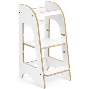 MAMATOYZ Torre di Apprendimento in MDF Bianca con 3 Altezze Regolabili e Sicurezza Senza Spigoli Vivi