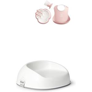 BabyBjörn Bundle of BabyBjörn Set pappa per Bambini, 5 pezzi, Rosa chiaro + Rialzo per Sedia Bianco