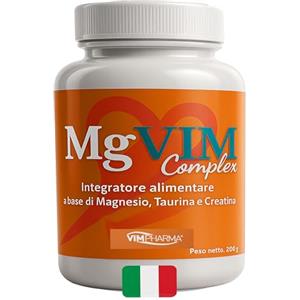 VIMPHARMA Magnesio Completo Citrato Polvere, Carbonato I con Taurina, Creatina, Vitamina B1 e B6 - Supporto Muscolare e Miorilassante - Mg Vim Complex - Made in Italy - Vimpharma®