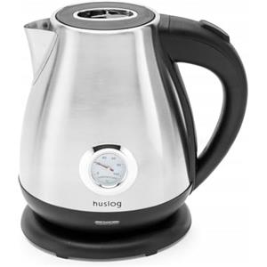 Huslog Bollitore Elettrico Retrò 1,7 L, 2200 W, in Acciaio Inox, con Indicatore di Temperatura, Bollitura Rapida, Base Girevole 360°, Spegnimento Automatico, Argento