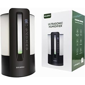 SOLMIRA Umidificatore Ambiente ad Ultrasuoni, Nero, 4L, 4 Livelli di Diffusione, Funzione di Umidità Costante, Luce Notturna, Certificato CE e RoHS