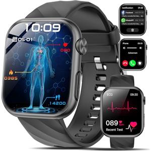 Marsyu 2025 ECG Orologio Intelligente Uomo con ????li????????????????????/Acido Urico/HRV/Pressione Sanguigna/Sonno/BMI/Temperatura Corporea/Emozioni/Fatica,1,97AMOLED Salute Smartwatch Activity Tracker per Android iOS