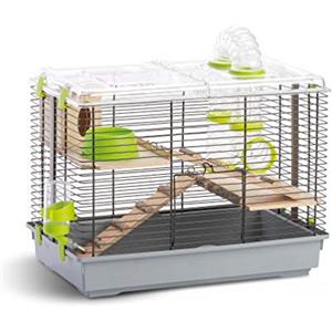 BPS PET SHOP Gabbia per Criceto con Casetta, Scala, Beverino e Tunnel, Set Completo misura CM45 x 27 x 34 (natura)