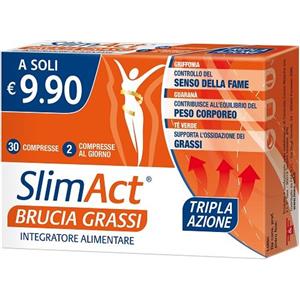F&F Srl Slim Act Brucia Grassi - Integratore Alimentare con Bromelina, Tè Verde, Guaranà e Griffonia, 30 Compresse