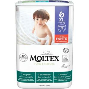 ONTEX MOLTEX Pannolini a Mutandina 6XL per Bambini oltre 14 kg - 18 Pezzi Eco-Friendly