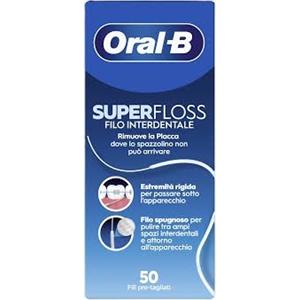 Oral-B SuperFloss Filo Interdentale 50 Fili Pre-Tagliati - Pulizia Profonda per Apparecchi Ortodontici e Ponti