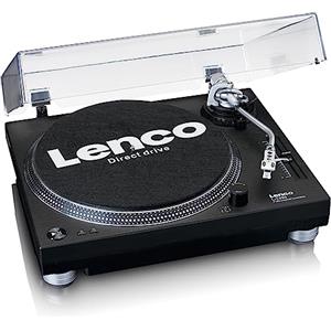 Lenco L-3809 Giradischi - Giradischi USB a trazione diretta - Preamplificatore - 33 e 45 giri/min - MMC - Uscita Line RCA - Nero