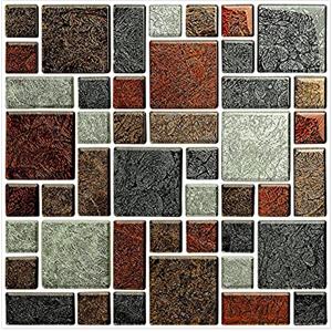 CONPHERON 20 Fogli Mosaico Carta Adesivi Sticker Decorativi per Piastrelle Cucina Vinile Impermeabile PVC Autoadesivo Carta da Parati per Bagno Cucina, 10X10cm, Mosaico 8