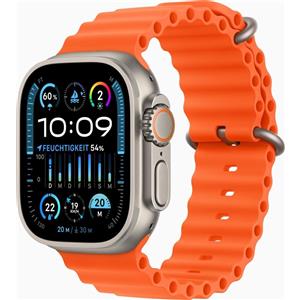 Apple Watch Ultra 2 (2023) | GPS + Cellular | argento | Cinturino Ocean arancione