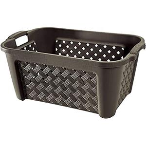 Tontarelli Cesta Biancheria Arianna Senza Coperchio Lt 35 Wenge Lavabile sotto Acqua Reciclabile Plastica Rettangolare Marrone