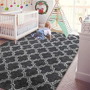 JURLEA Tappeti Tappeti morbidi dal design per interni Tappeto soffice per soggiorno Tappeti in pelliccia liscia Tappeto antiscivolo per camera da letto per bambini (nero, 120 x 160 cm)
