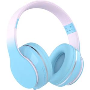 Xunpuls Cuffie per bambini, cuffie wireless over-ear con microfoni, suono stereo, 10 ore di riproduzione, pieghevoli e regolabili, cuffie Bluetooth 5.1 per adulti, scuola, viaggi (blu)