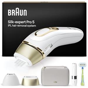 Braun Silk·expert Pro 5 Epilatore Luce Pulsata, Depilatore Corpo Donna, Alternativa al Laser Peli, Con Custodia, Mini Depilatore Viso, 2 Testine, Luce Pulsata Braun, Idea Regalo, PL5156