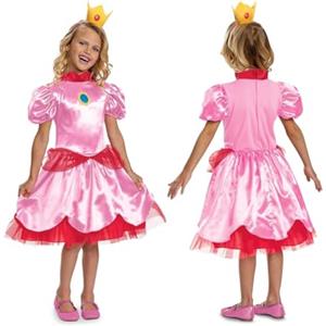 Disguise Costume bambino Principessa Peach di Super Mario Bros., Licenza Ufficiale Disguise, Comodo e con dettagli curati, Taglia M 7-8