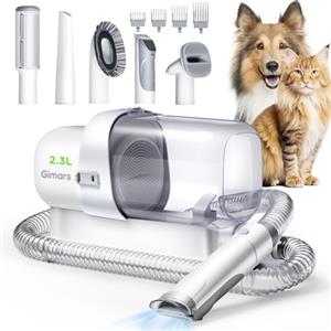 Gimars 2,3L Aspira Peli Cane 5 in 1 Kit Toelettatura Cani, Aspirapolvere Per Animali Con Spazzola, Forte Aspirazione 3k/7k/12k Pa Ultra Silenziosa Elettrico Tosatrice Per Gatto Pelo Professionale