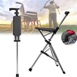 NYCDA Sedia Pieghevole Bastoncini Da Trekking In Lega Di Alluminio, Bastone Con Sedile, Bastoni Da Passeggio Per Anziani Canne Da Uomo, Outdoor Lti- Purpose Travel Assist Walking Stick Leggero