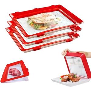 Euleryoo 3PCS Vassoio per conservazione alimenti, Unità di Contenitori Alimentari per Salumi Fresh, Contenitori per Affettati Fresh, Contenitore per Affettati Frigorifero Vaschette,Affettati da Frigo