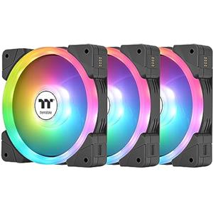 Thermaltake SWAFAN EX 14 ARGB - Ventola di raffreddamento per PC, 3 ventole, 500~2000 giri/min, connessione magnetica, lame reversibili, sincronizzazione con software MB RGB, CL-F168-PL14SW-A, nero