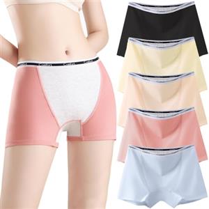 Sunvivid Mutandine Mestruali Donna Mutande Boxer in Cotone Culotte a Pantaloncino Post Parto Intimo Hotpants Shorts Ciclo Protettive Periodico, 5 Pezzi