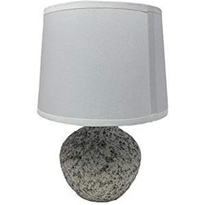 vetrinein rete Vetrineinrete® Lume in ceramica moderno lumetto da comodino con base effetto marmo abat jour lampada da tavolo paralume attacco e14 785863 (Bianco) M56