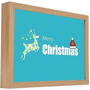 Qukaim Cornice digitale in legno con luci LED, regolabile, alimentazione USB, decorazione natalizia da parete per comodino, soggiorno, ufficio, formato A4