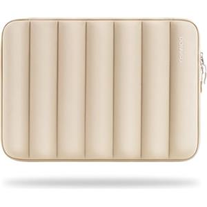 DOMISO Custodia PC Portatile Sleeve 15,6 Pollici,Impermeabile Strisce Verticali Laptop Borsa Porta PC Computer Compatibile con 15,6 Pollici Notebook HP ASUS dell Microsoft，Beige