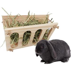 GOVNPJ Mangiatoia per fieno in legno pieghevole Mangiatoia per fieno per conigli Ripiano per alimentazione erba Dispenser per fieno Porta erba per animali domestici Gabbia Accessori per criceti