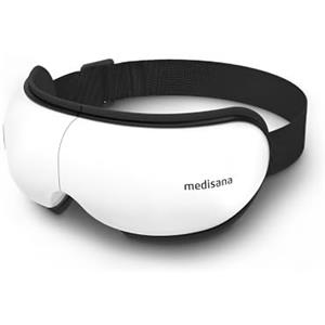 medisana EM 100 massaggiatore per occhi, maschera oculare con massaggio, calore e musica, massaggiatore viso per mal di testa, affaticamento degli occhi, gonfiore o emicrania, pieghevole