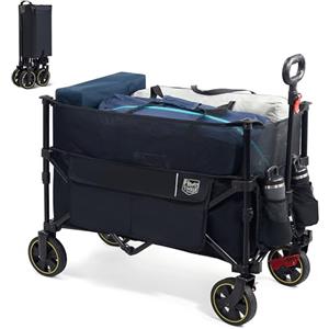 TIMBER RIDGE XXXL Carrello da Giardino Pieghevole Carrelli da Trasporto Pieghevoli 225L Carrello da Spiaggia più Profondo per Giardino da Campeggio all'aperto Ogni Tipo di Terreno Nero con Freno