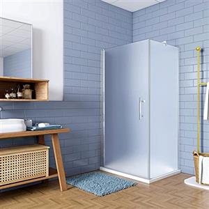 GENERIC 195cm Box Doccia Angolare Porta Battente con Parete Fissa 70x90cm in Vetro Temperato Satinato Opaco 6 mm Anticalcare Telaio Cromo Lucido (montaggio verso irreversibile)