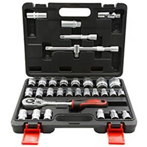 KRINO LTI by Krino 64230018 - Valigetta Professionale Set 32 Pezzi, Bussole da 1/2 - Cassetta degli Attrezzi in Termoformato Plastico Rigido. Nero