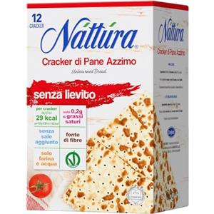 NATTURA Cracker di Pane Azzimo, Pane Azzimo Senza Lievito e Senza Sale Aggiunto, Fonte di Fibre, 29 Kcal per Sfoglia, Prodotto Vegano, 220 g
