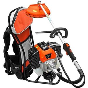 Generico Decespugliatore a zaino con motore a scoppio multifunzione 2 in 1 52cc 2 tempi professionale con testina doppio filo da 2 mm e disco tre denti tagliasiepi e bordo per fai da te o professionisti