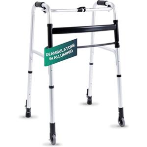 REMEDIA ONE - Deambulatore per Anziani 2 Ruote Fisse con Freno Autobloccante - Girello per Anziani e Disabili da Interno o Esterno - Deambulatore per Anziani Pieghevole