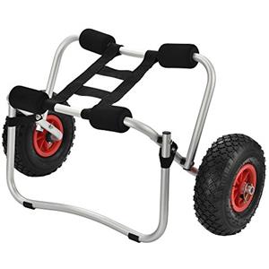 in.tec Carrello Pieghevole per Trasporto Kayak Canoa Rimorchio in Alluminio a 2 Ruote Pneumatiche Supporto e Cinghia Regolabili Carico Massimo 70 kg