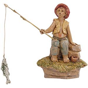 FONTANINI RAGAZZO PESCATORE 12CM STATUINA IN RESINA PRESEPE (F-50)
